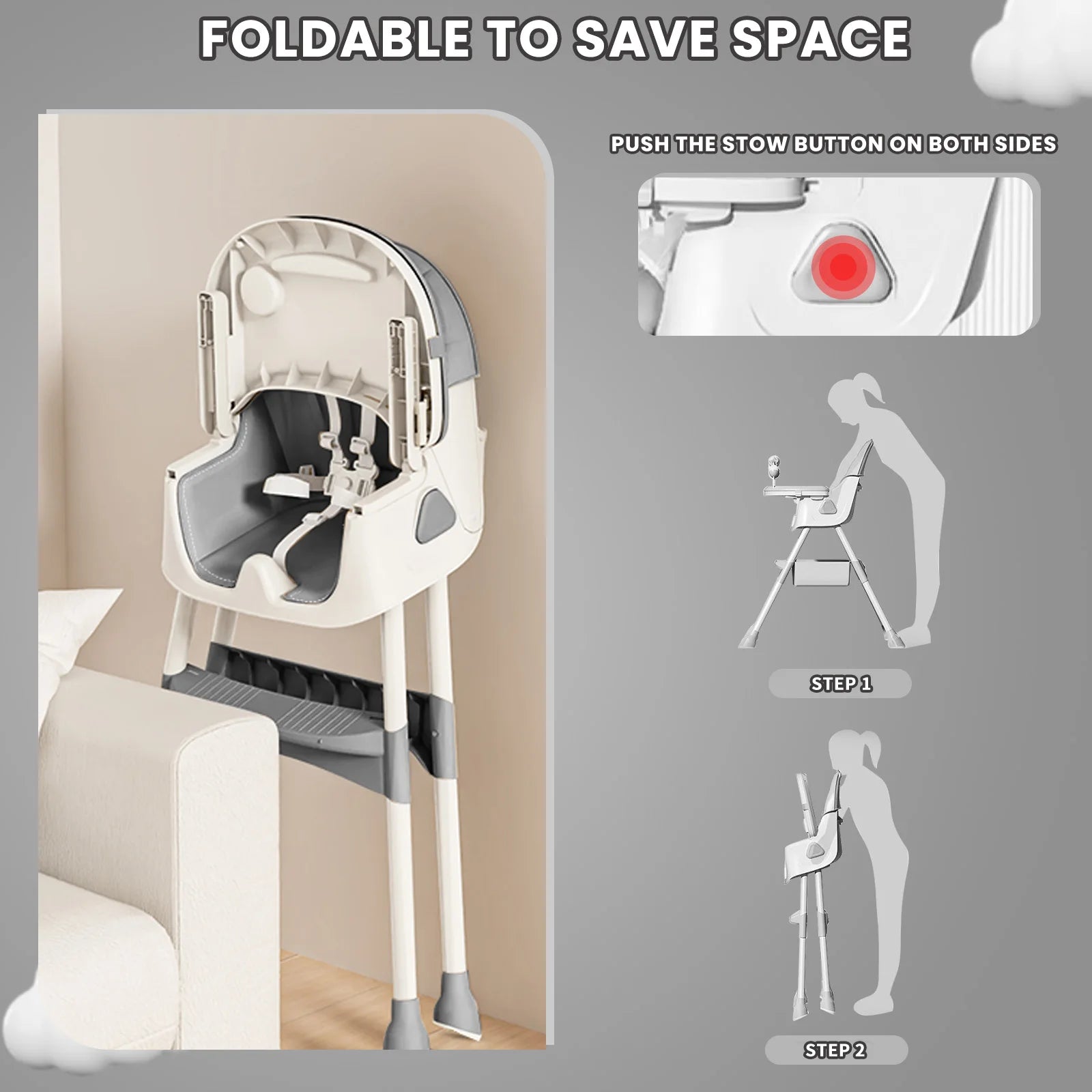 Foldable Baby High Chair – Safe, Comfy & Easy Mealtime
